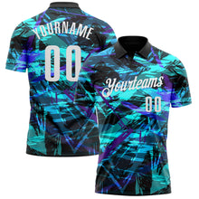 Load image into Gallery viewer, Custom Black White 3D Bowling Abstract Grunge Art Performance Polo Shirt