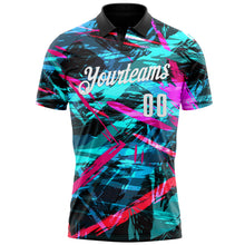 Load image into Gallery viewer, Custom Black White 3D Bowling Abstract Grunge Art Performance Polo Shirt