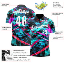 Load image into Gallery viewer, Custom Black White 3D Bowling Abstract Grunge Art Performance Polo Shirt