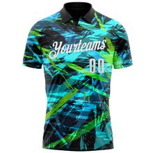 Load image into Gallery viewer, Custom Black White 3D Bowling Abstract Grunge Art Performance Polo Shirt