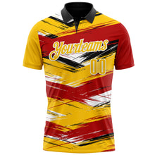 Load image into Gallery viewer, Custom Red Yellow-Black 3D Bowling Abstract Grunge Art Performance Polo Shirt
