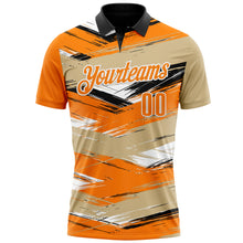 Load image into Gallery viewer, Custom Vegas Gold Bay Orange-Black 3D Bowling Abstract Grunge Art Performance Polo Shirt