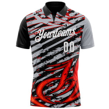 Load image into Gallery viewer, Custom Gray Black-Red 3D Bowling Line Performance Polo Shirt