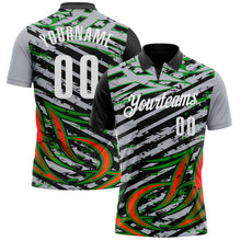 Load image into Gallery viewer, Custom Gray Black Red-Grass Green3D Bowling Line Performance Polo Shirt