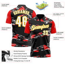 Load image into Gallery viewer, Custom Black Yellow-Red 3D Abstract Grunge Art Performance Polo Shirt