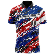 Load image into Gallery viewer, Custom Black Red-Royal 3D Bowling Abstract Grunge Art Performance Polo Shirt