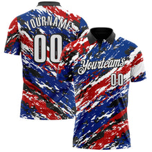 Load image into Gallery viewer, Custom Black Red-Royal 3D Bowling Abstract Grunge Art Performance Polo Shirt