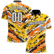 Load image into Gallery viewer, Custom Black Bay Orange-Gold 3D Bowling Abstract Grunge Art Performance Polo Shirt
