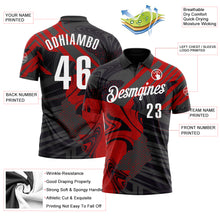 Load image into Gallery viewer, Custom Black White-Red 3D Bowling Abstract Grunge Art Performance Polo Shirt