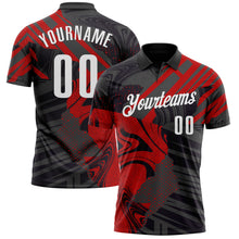 Load image into Gallery viewer, Custom Black White-Red 3D Bowling Abstract Grunge Art Performance Polo Shirt