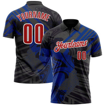 Load image into Gallery viewer, Custom Black Red-Royal 3D Bowling Abstract Grunge Art Performance Polo Shirt