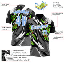 Load image into Gallery viewer, Custom Black Light Blue Gray Neon Green-Red 3D Bowling Abstract Grunge Art Performance Polo Shirt