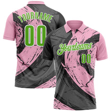 Load image into Gallery viewer, Custom Light Pink Aurora Green-Steel Gray 3D Bowling Splash Ink Performance Polo Shirt