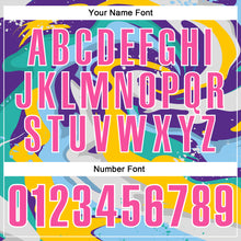 Load image into Gallery viewer, Custom Purple Pink Yellow-Aqua 3D Bowling Splash Ink Performance Polo Shirt