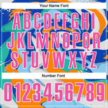 Load image into Gallery viewer, Custom Thunder Blue Pink Bay Orange-Aqua 3D Bowling Splash Ink Performance Polo Shirt