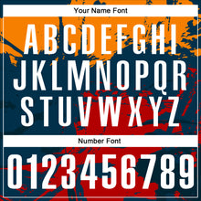 Load image into Gallery viewer, Custom Navy Bay Orange-Red 3D Bowling Splash Ink Performance Polo Shirt