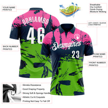 Load image into Gallery viewer, Custom Navy Pink-Aurora Green 3D Bowling Splash Ink Performance Polo Shirt
