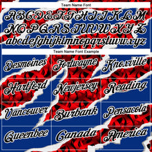 Load image into Gallery viewer, Custom Royal Black-Red 3D Bowling Torn Paper Style Performance Polo Shirt