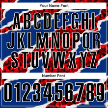 Load image into Gallery viewer, Custom Royal Black-Red 3D Bowling Torn Paper Style Performance Polo Shirt