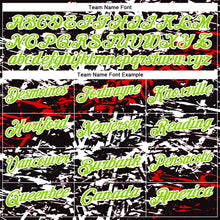 Load image into Gallery viewer, Custom Black Neon Green-Red 3D Bowling Abstract Grunge Art Performance Polo Shirt