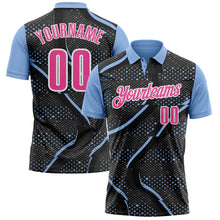 Load image into Gallery viewer, Custom Black Pink-Light Blue 3D Bowling Dot Performance Polo Shirt