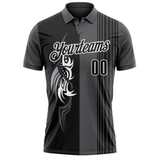 Load image into Gallery viewer, Custom Steel Gray Black-White 3D Bowling Tattoos Performance Polo Shirt