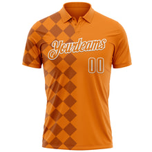 Load image into Gallery viewer, Custom Bay Orange Texas Orange-White 3D Bowling Geometric Square Shape Performance Polo Shirt
