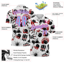 Load image into Gallery viewer, Custom White Light Blue-Pink 3D Bowling Performance Polo Shirt