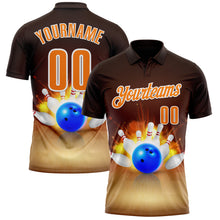 Load image into Gallery viewer, Custom Brown Bay Orange-White 3D Bowling Performance Polo Shirt