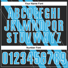 Load image into Gallery viewer, Custom Black Sky Blue-White 3D Bowling Line Shape Performance Polo Shirt