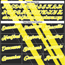 Load image into Gallery viewer, Custom Black Light Yellow-White 3D Bowling Line Shape Performance Polo Shirt