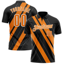 Load image into Gallery viewer, Custom Black Bay Orange-White 3D Bowling Line Shape Performance Polo Shirt