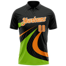 Load image into Gallery viewer, Custom Black Bay Orange-Neon Green 3D Bowling Geometric Shape Performance Polo Shirt