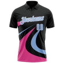 Load image into Gallery viewer, Custom Black Light Blue-Pink 3D Bowling Geometric Shape Performance Polo Shirt