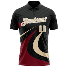 Load image into Gallery viewer, Custom Black Cream-Crimson 3D Bowling Geometric Shape Performance Polo Shirt