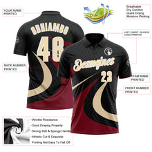 Load image into Gallery viewer, Custom Black Cream-Crimson 3D Bowling Geometric Shape Performance Polo Shirt