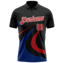 Load image into Gallery viewer, Custom Black Red-Royal 3D Bowling Geometric Shape Performance Polo Shirt