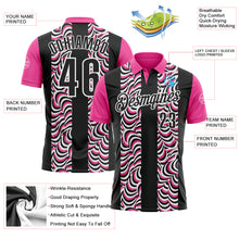 Load image into Gallery viewer, Custom Black Pink-White 3D Bowling Geometric Shape Performance Polo Shirt
