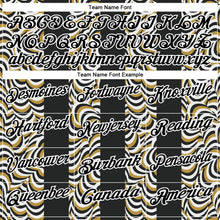 Load image into Gallery viewer, Custom Black Old Gold-White 3D Bowling Geometric Shape Performance Polo Shirt