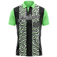 Load image into Gallery viewer, Custom Black Pea Green-White 3D Bowling Geometric Shape Performance Polo Shirt