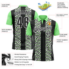 Load image into Gallery viewer, Custom Black Pea Green-White 3D Bowling Geometric Shape Performance Polo Shirt