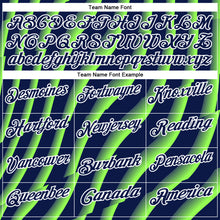 Load image into Gallery viewer, Custom Navy Neon Green-White 3D Bowling Geometric Shape Performance Polo Shirt