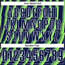 Load image into Gallery viewer, Custom Navy Neon Green-White 3D Bowling Geometric Shape Performance Polo Shirt