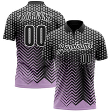 Load image into Gallery viewer, Custom Black Light Purple-Gray 3D Bowling Geometric Shape Performance Polo Shirt