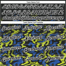 Load image into Gallery viewer, Custom Black Royal-Neon Yellow 3D Bowling Abstract Grunge Art Performance Polo Shirt