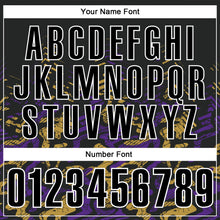 Load image into Gallery viewer, Custom Black Purple-Old Gold 3D Bowling Abstract Grunge Art Performance Polo Shirt