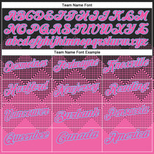 Load image into Gallery viewer, Custom Black Pink-Light Blue 3D Pattern Design Gradient Square Shape Performance Polo Shirt