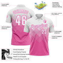 Load image into Gallery viewer, Custom White Pink 3D Pattern Design Gradient Square Shape Performance Polo Shirt