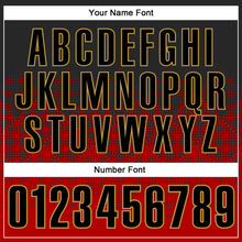 Load image into Gallery viewer, Custom Black Red-Old Gold 3D Pattern Design Gradient Square Shape Performance Polo Shirt