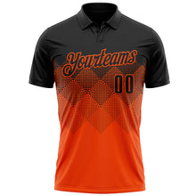 Load image into Gallery viewer, Custom Black Orange 3D Pattern Design Gradient Square Shape Performance Polo Shirt
